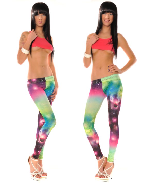Женские сексуальные красочные Galaxy Cosmo Print Эластичные узкие леггинсы
